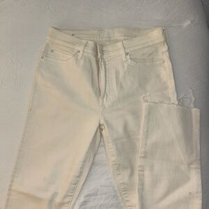 Mother Jeans- The Rascal Crop Fray, Cream Puff color